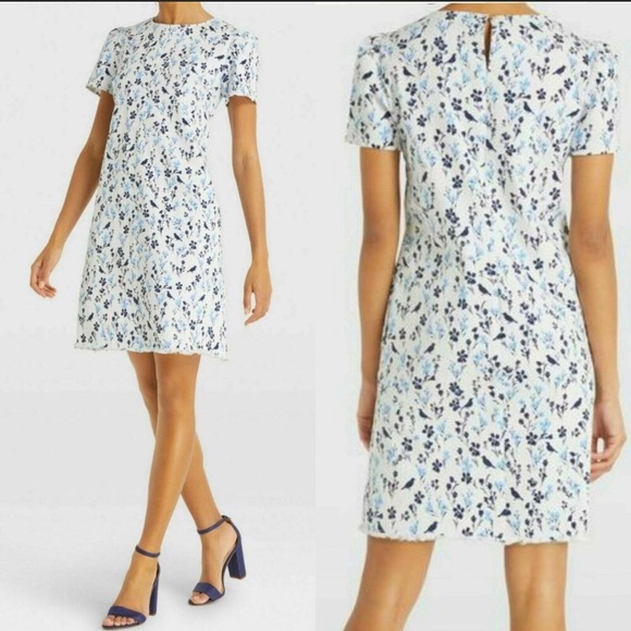 Draper James Dresses & Skirts - Draper James White Denim Shift Dress Birds Size 8